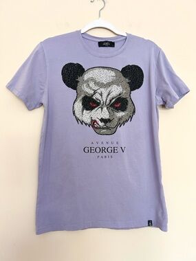 🔆Avenue George V Paris Women’s Lavender Short Sleeve Rhinestone Tee